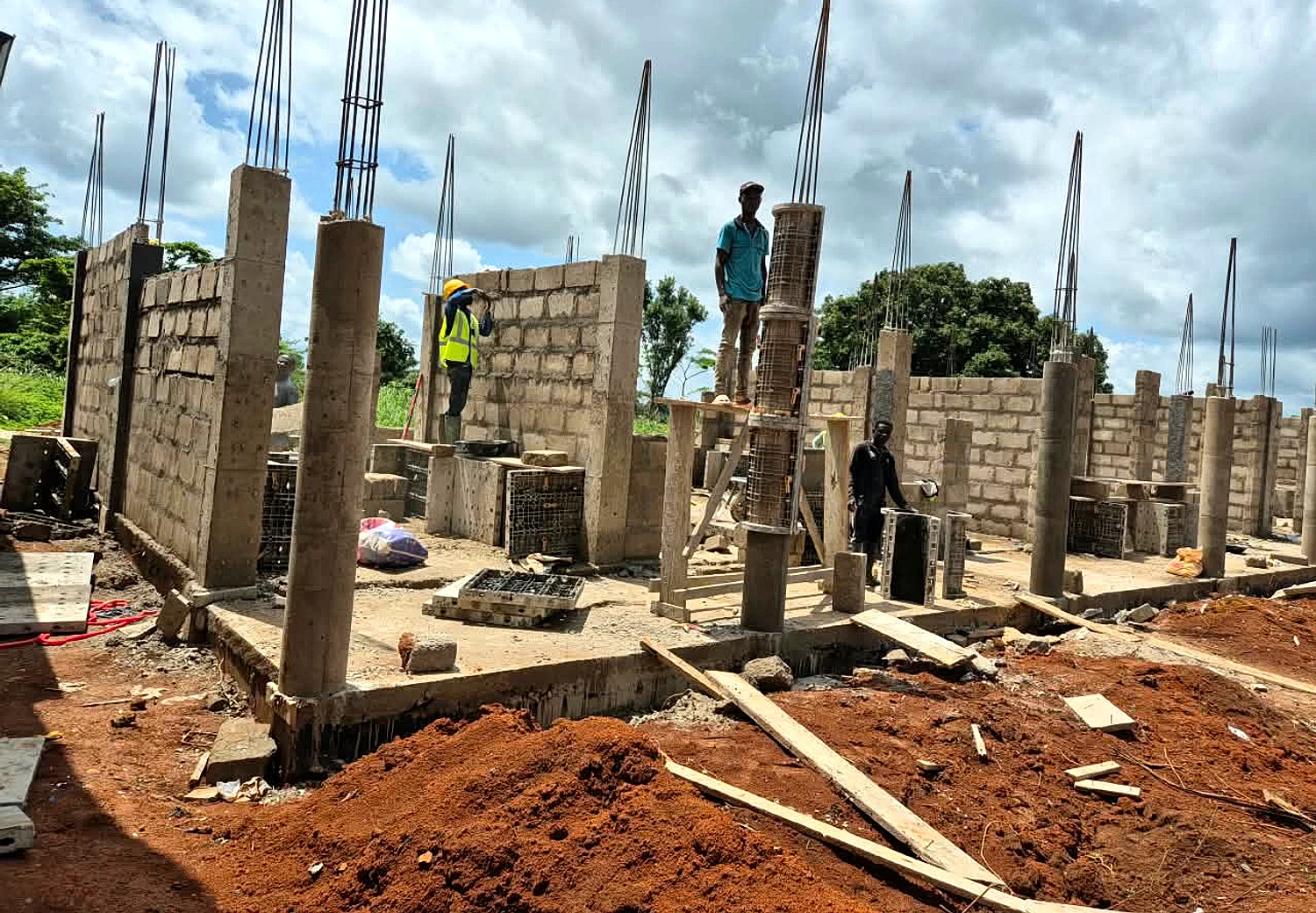 Construction of 3Unit Classroom block For OLA Prepare School at Techimantia - Ground and concrete works 05